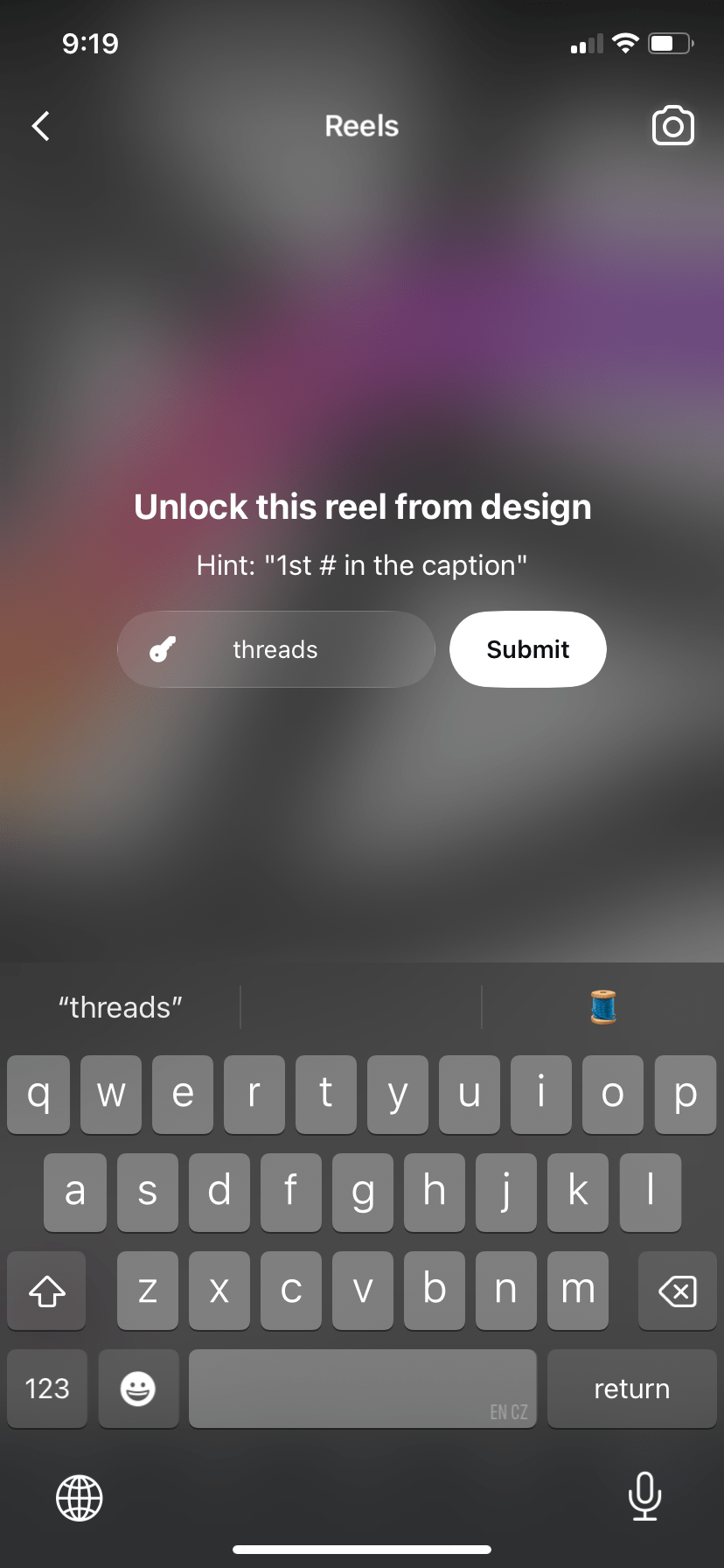 Unlockable Reels entering secret code