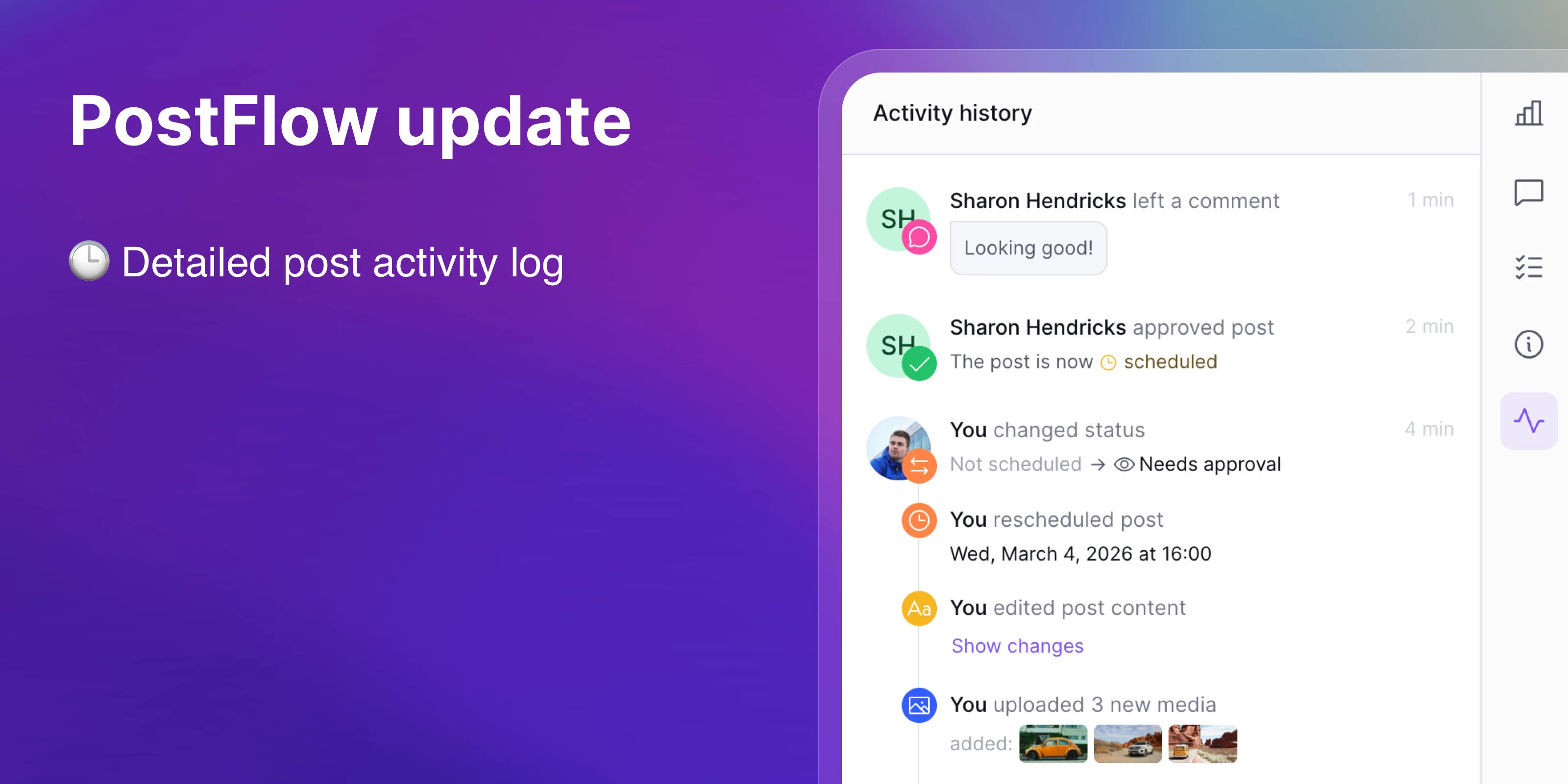 PostFlow update: Post activity log