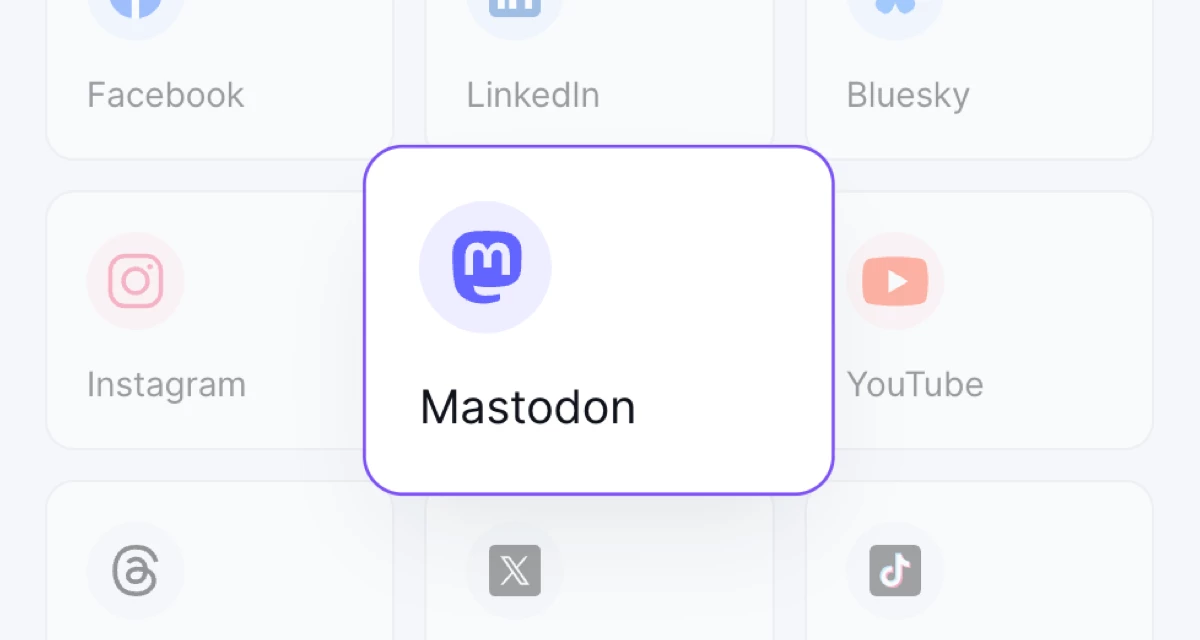 Connect new social account dialog with Mastodon highlighted