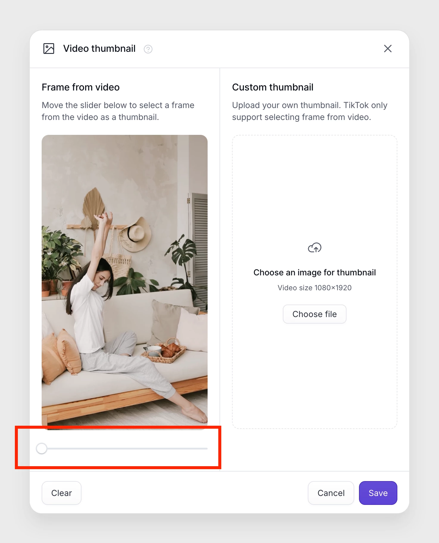 PostFlow selecting frame for video thumbnail