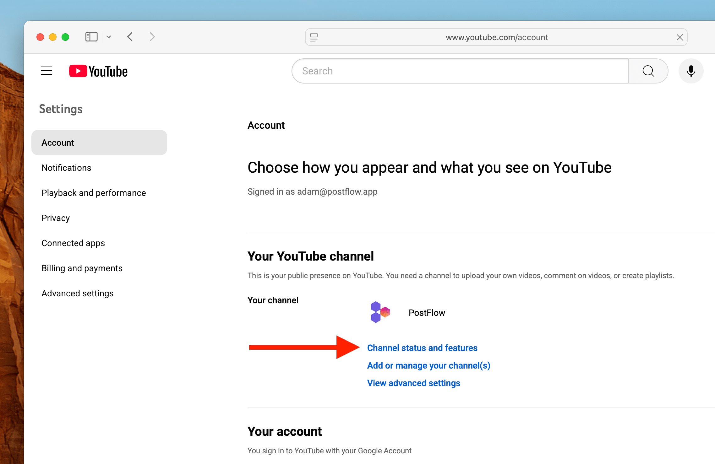 Verify YouTube channel